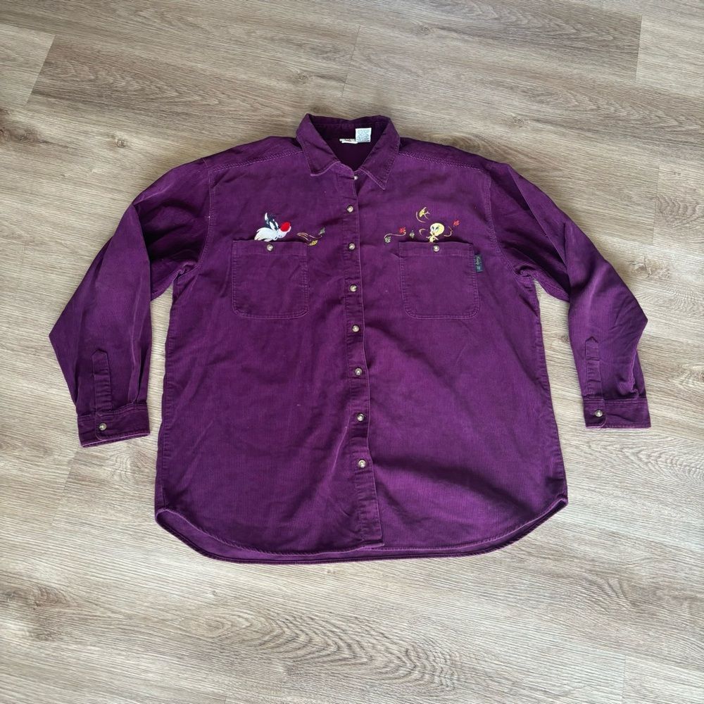 Purple vintage corduroy looney tunes, tweety shirt - Picture 3 of 7